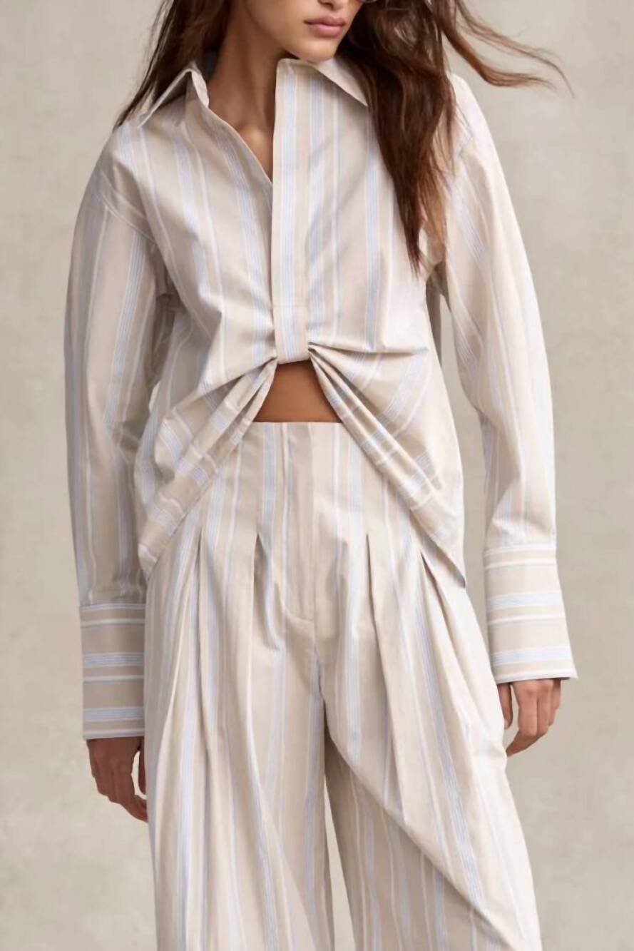 NEW HEVRON paola long sleeve top in beige stripe
